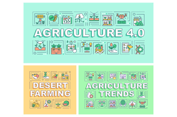 Agriculture Trends Word Concepts Banners: Graphics for Farming Themes