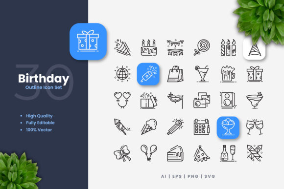 Birthday Icons for Graphic Design