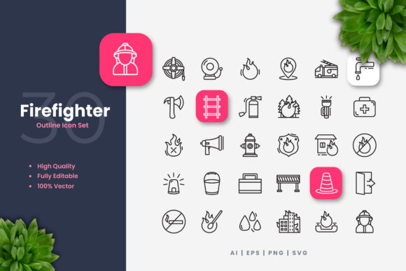 Fire Fighter Icons: Graphics and Icons for Local Business