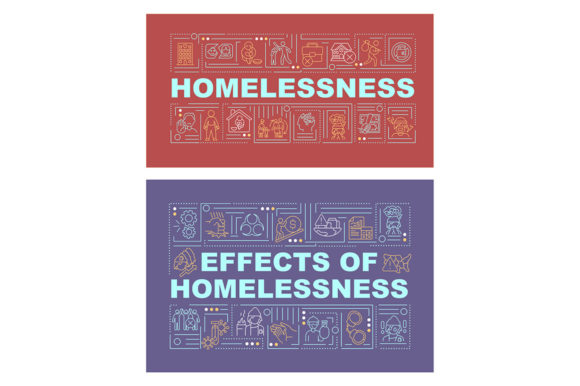 Homelessness Problem Word Banner Set: Graphics & Graphic Templates