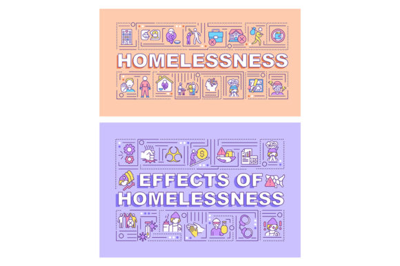 Homelessness Word Concepts Banner Set: Graphics for Impactful Branding