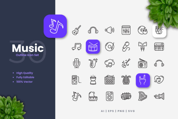Music Icons for Graphic Design