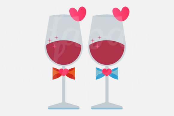 Valentines - Champagne Glasses Graphics and Icons