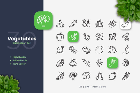 Vegetables Icons for Graphics and Branding
